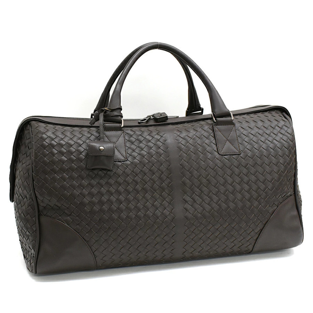 Bottega Veneta Boston Bag Intrecciato Leather Dark Brown